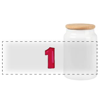 Number 1 - Panoramic Cookie Jar with Wooden Lid - white - Front