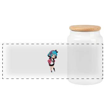 Street Art Fille 23242 - Boîte à biscuits avec couvercle en bois - blanc - Devant