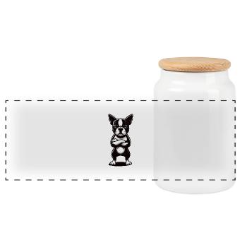 Boston Terrier Boston terrier besitzer Bosti - Panorama Keksdose mit Holzdeckel - Weiß - Vorne