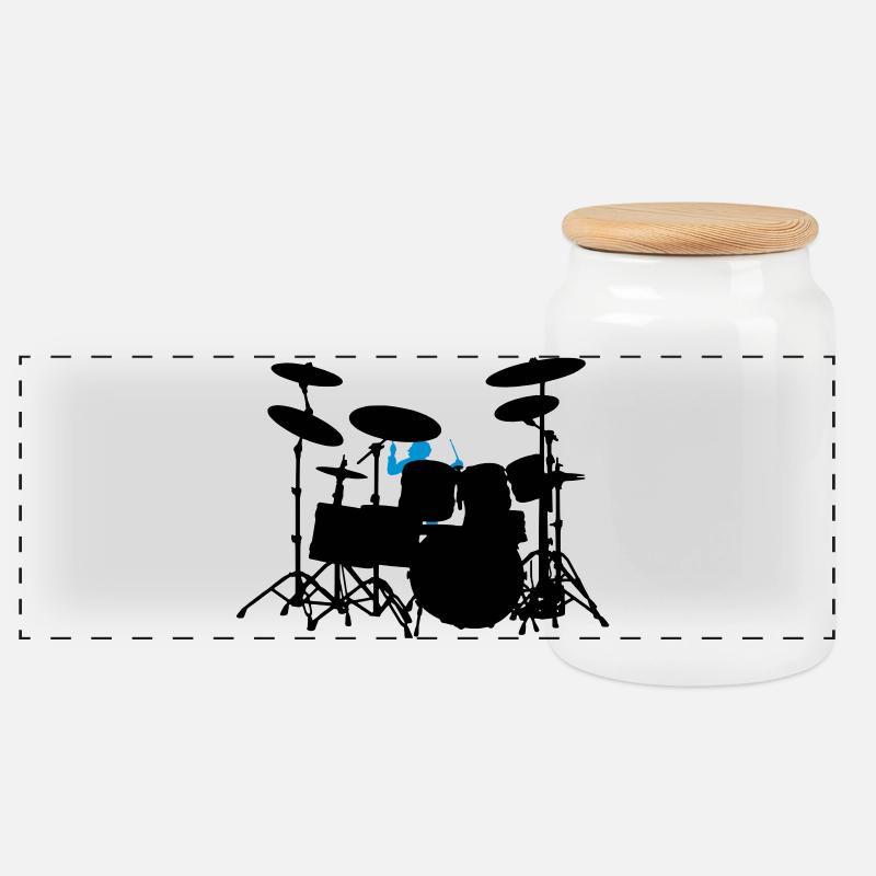 Drumset - Panorama Keksdose mit Holzdeckel - Weiß