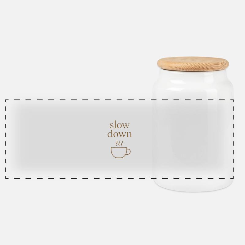 Slow Down | Minimalistischer Kaffee-Moment - Panorama Keksdose mit Holzdeckel - Weiß