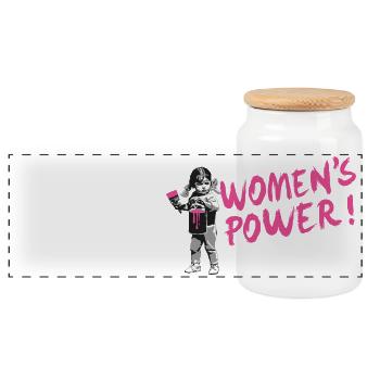 WOMEN'S POWER! - International Women's Day - Panoramic Cookie Jar with Wooden Lid - white - Front