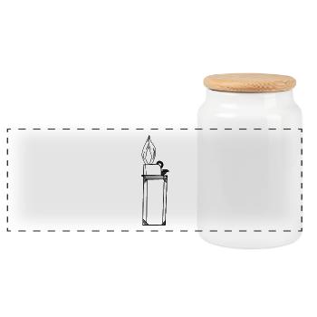 Lighter Gift Idea Light Smoking - Panoramic Cookie Jar with Wooden Lid - white - Front