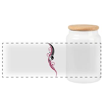 Yin & Yang symbol, Tribal and Tattoo Style. - Panoramic Cookie Jar with Wooden Lid - white - Front