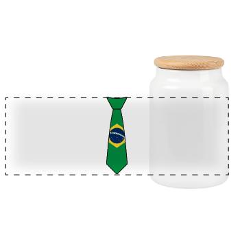 Brasilien-Krawatte – Flaggendesign - Panorama Keksdose mit Holzdeckel - Weiß - Vorne