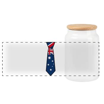 Australien-Unentschieden - Panorama Keksdose mit Holzdeckel - Weiß - Vorne