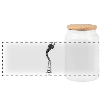Cyborg Silhouette Spine Plug Artificial - Panoramic Cookie Jar with Wooden Lid - white - Front