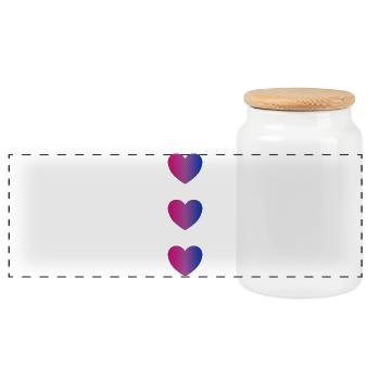 Bi Flag hearts - Panoramic Cookie Jar with Wooden Lid - white - Front