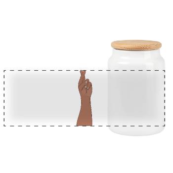 Fingers Crossed Hand Vintage Good Luck Hope - Panoramic Cookie Jar with Wooden Lid - white - Front