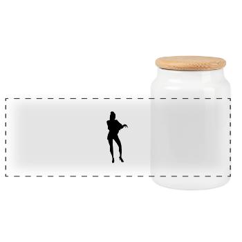 Conception de vecteur Singer and Dancer Silhouette - Boîte à biscuits avec couvercle en bois - blanc - Devant