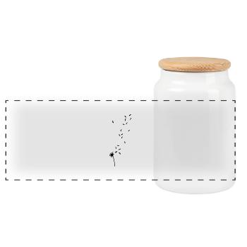 Dandelion hare rabbit bunnies bunny dandelion - Panoramic Cookie Jar with Wooden Lid - white - Front