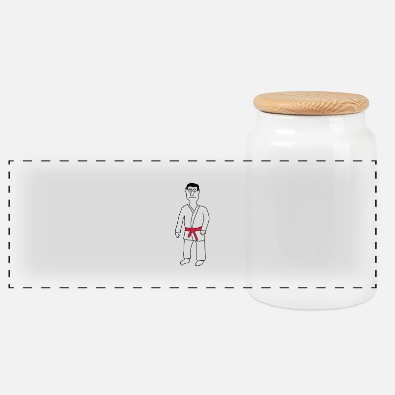 Judo - Panorama Keksdose mit Holzdeckel - Weiß