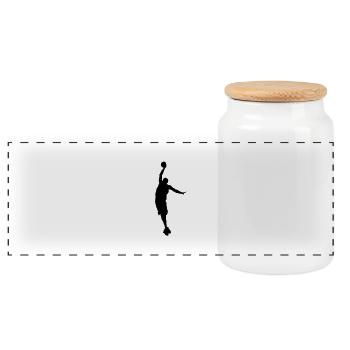 basketball - Panoramic Cookie Jar with Wooden Lid - white - Front