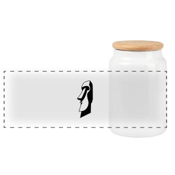 moai_01 - Boîte à biscuits avec couvercle en bois - blanc - Devant