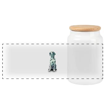 Pop Art Dalmatian - Panoramic Cookie Jar with Wooden Lid - white - Front