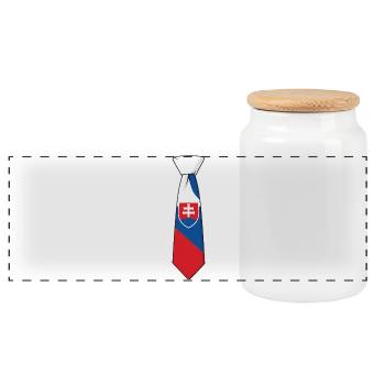 Slovakia Tie – Flag Design - Panoramic Cookie Jar with Wooden Lid - white - Front