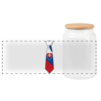 Slovenia Tie – Flag Design - Panoramic Cookie Jar with Wooden Lid - white - Front