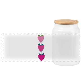 Raspberries - Panoramic Cookie Jar with Wooden Lid - white - Front