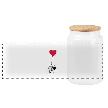sheep_with_heart - Panorama Keksdose mit Holzdeckel - Weiß - Vorne