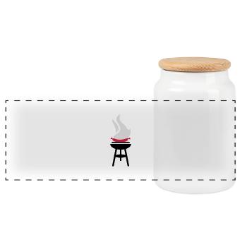 Sausage BBQ - Panoramic Cookie Jar with Wooden Lid - white - Front