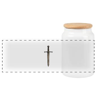 Sword from the Middle Ages - Panoramic Cookie Jar with Wooden Lid - white - Front