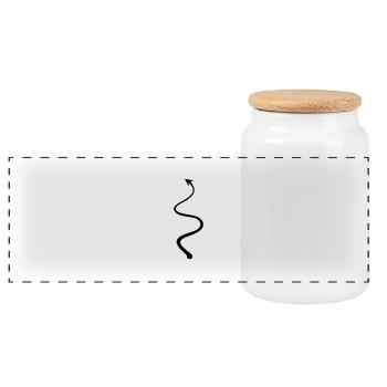devil tail - Panoramic Cookie Jar with Wooden Lid - white - Front