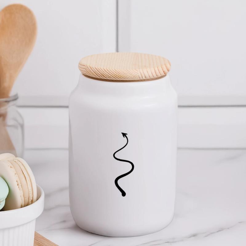 Queue du Diable - queue de diable Boîte à biscuits avec couvercle en bois