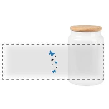 Les étoiles et les papillons - Boîte à biscuits avec couvercle en bois - blanc - Devant