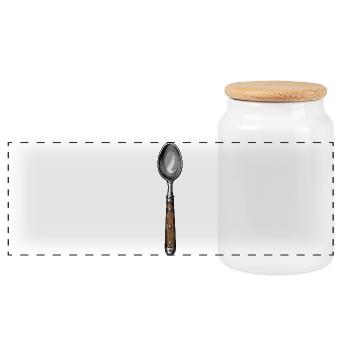 Illustration de cuillères dessinées à la main - Boîte à biscuits avec couvercle en bois - blanc - Devant