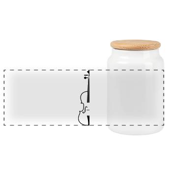 violin - Panoramic Cookie Jar with Wooden Lid - white - Front