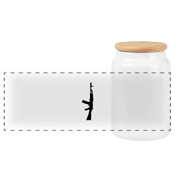 ak47.png - Panorama Keksdose mit Holzdeckel - Weiß - Vorne