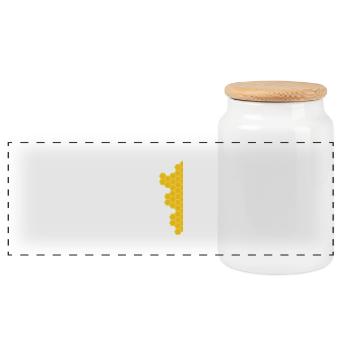Honeycombs - Panoramic Cookie Jar with Wooden Lid - white - Front
