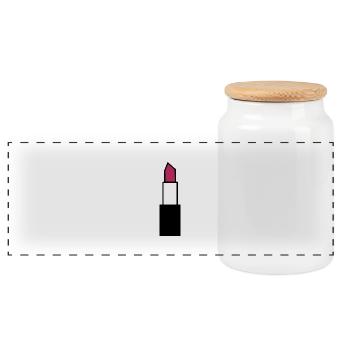 Lippenstift Lippen - Panorama Keksdose mit Holzdeckel - Weiß - Vorne