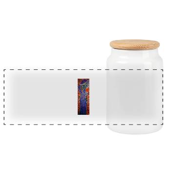 ELEGANCE - Panoramic Cookie Jar with Wooden Lid - white - Front