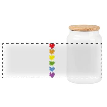 LGBT Love Rainbow Hearts - Panoramic Cookie Jar with Wooden Lid - white - Front