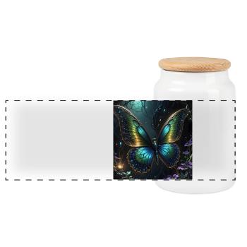 Schmetterling - Panorama Keksdose mit Holzdeckel - Weiß - Vorne