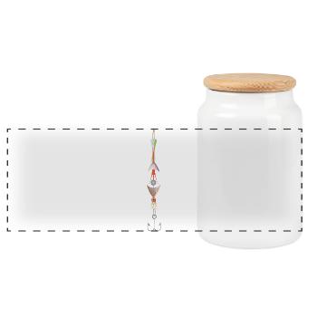 imaginative fishing lure with a fish hook - Panoramic Cookie Jar with Wooden Lid - white - Front