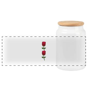 Red Roses - Panoramic Cookie Jar with Wooden Lid - white - Front