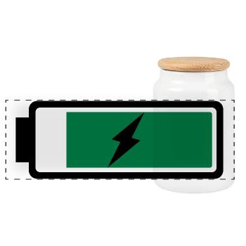 Battery recharging - Panoramic Cookie Jar with Wooden Lid - white - Front