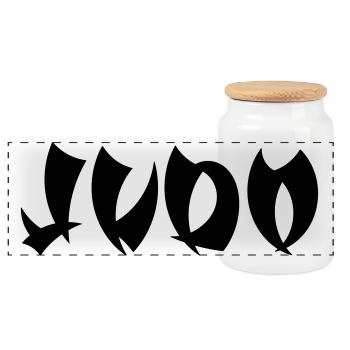 judo - Boîte à biscuits avec couvercle en bois - blanc - Devant