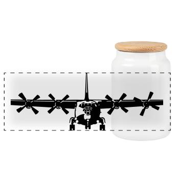 Antonov 12 - Panoramic Cookie Jar with Wooden Lid - white - Front
