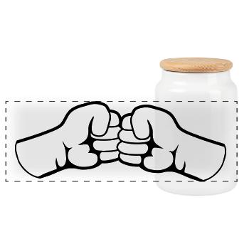 2 Bro Fist clenched fists friends team greeting - Panoramic Cookie Jar with Wooden Lid - white - Front