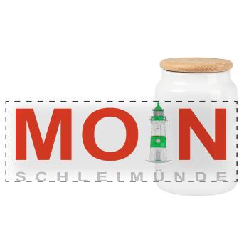 Moin Schleimünde, Kappeln, Ostsee, Deutschland - Panorama Keksdose mit Holzdeckel - Weiß - Vorne