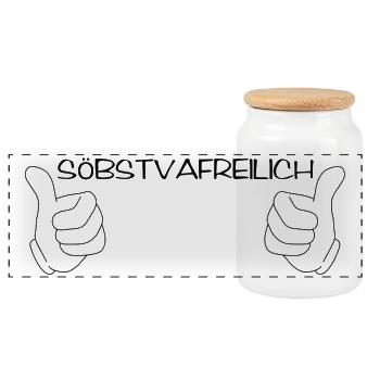 söbstvafreilich - of course, dialect - Panoramic Cookie Jar with Wooden Lid - white - Front