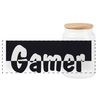 Gamer - Panorama Keksdose mit Holzdeckel - Weiß - Vorne