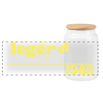 legend born 1985 birthday gift vintage 1985 - Panoramic Cookie Jar with Wooden Lid - white - Front