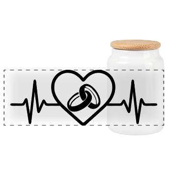 Alliances Coeur Amour - Boîte à biscuits avec couvercle en bois - blanc - Devant