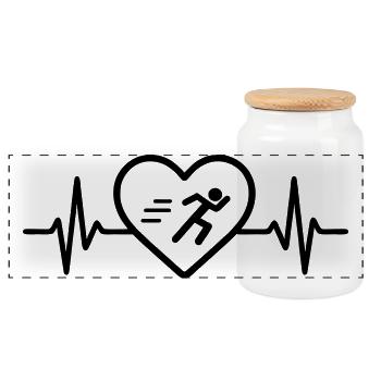 Course à pied, jogging, sports cardiaques - Boîte à biscuits avec couvercle en bois - blanc - Devant