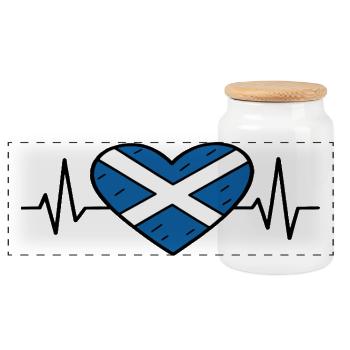 Scotland Flag Heartbeat Line Scottish Pride Art - Panoramic Cookie Jar with Wooden Lid - white - Front