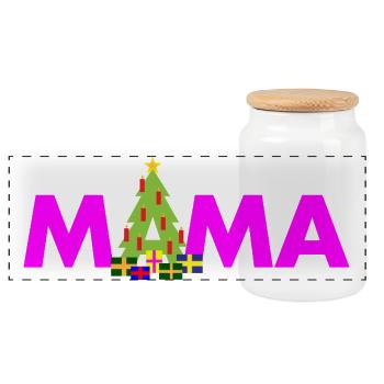 Maman Sapin de Noël - Boîte à biscuits avec couvercle en bois - blanc - Devant